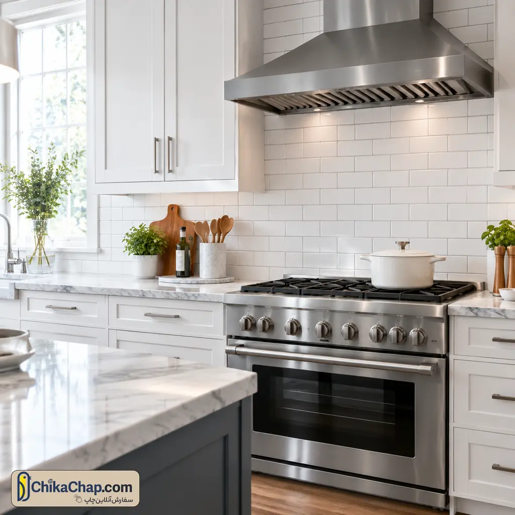 کاغذ دیواری ضد رطوبت و قابل شستشو طرح کاشی برای آشپزخانه و بینکابینتی - چیکاچاپ